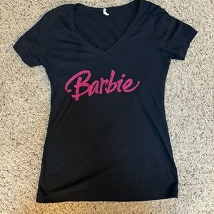Custom Glitter Barbie V-Neck Top Size Small